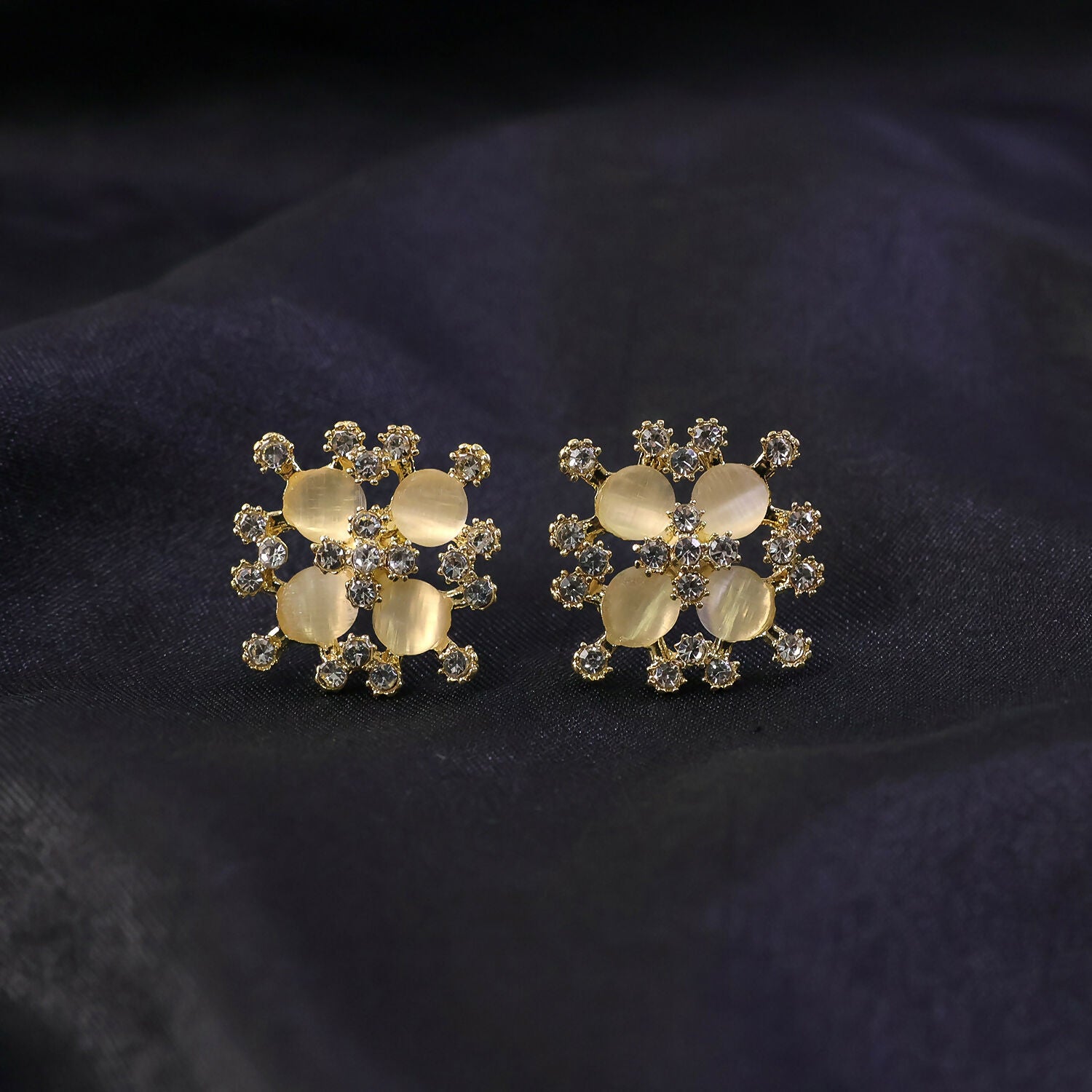 Elegant Floral Crystal Stud Earrings for Women And Girls