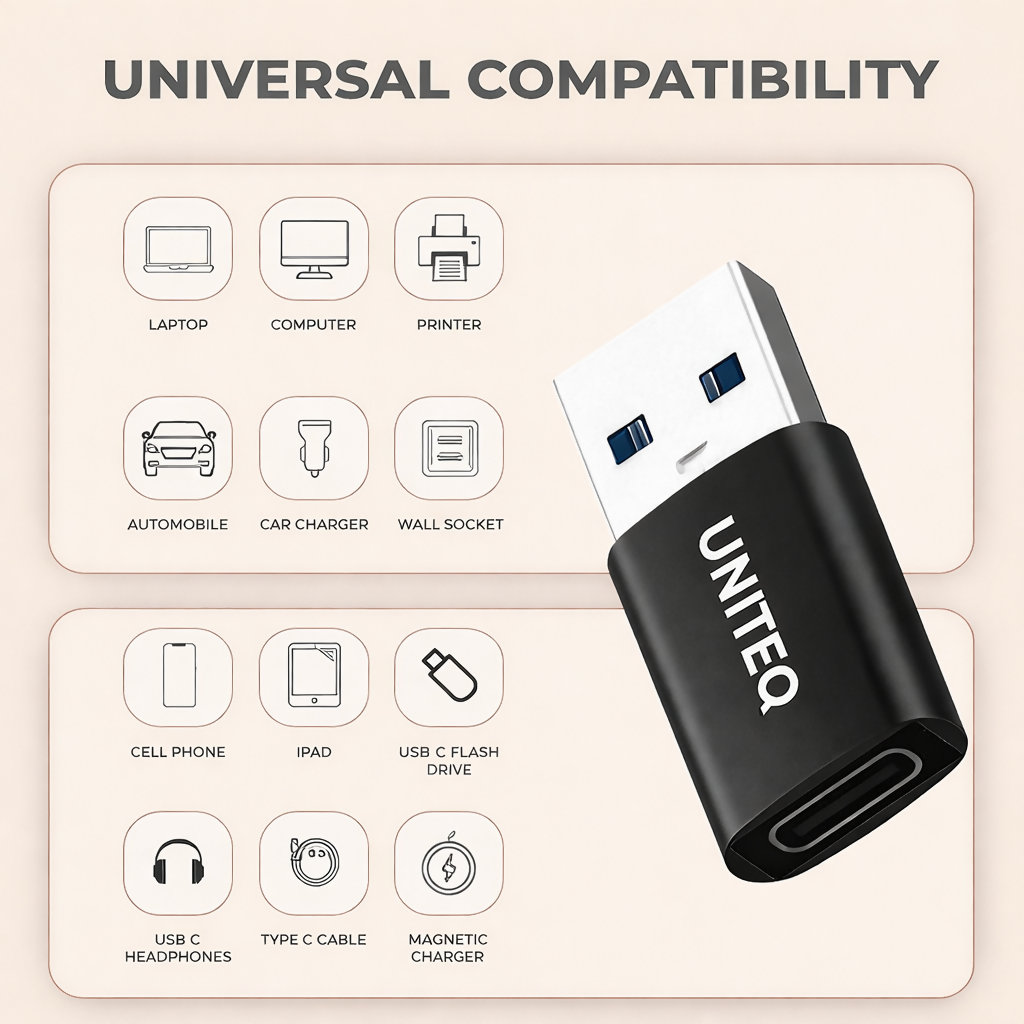 Uniteq ConnectX USB OTG Adapter Type C Male to USB Female Connector