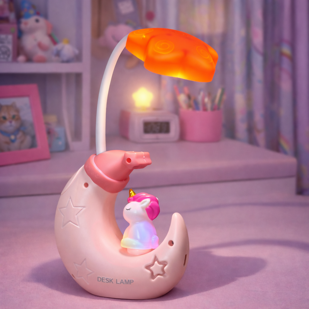 Unicorn Moon LED Desk Lamp with Pencil Sharpener for Kids Study Table