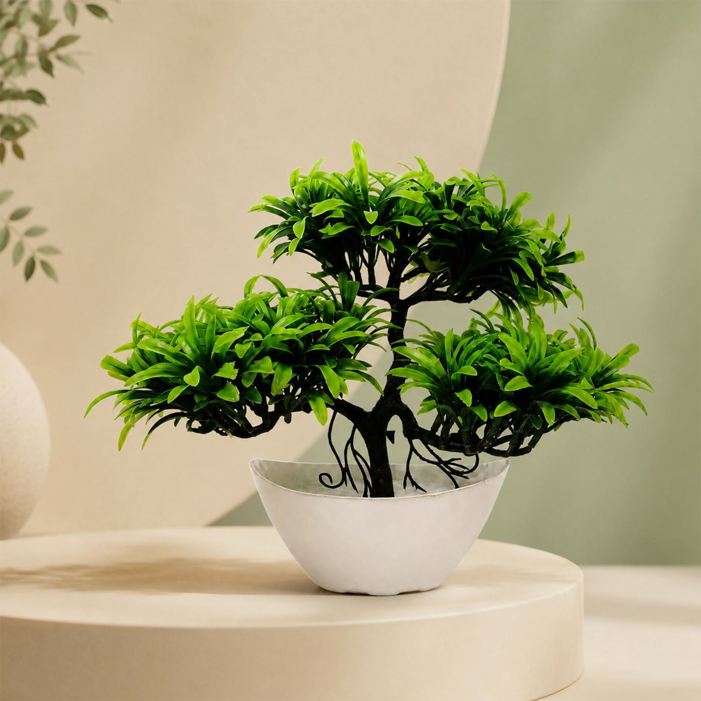 Artificial Bonsai Tree Plant in White Pot for Home, Office and Living Room Decor