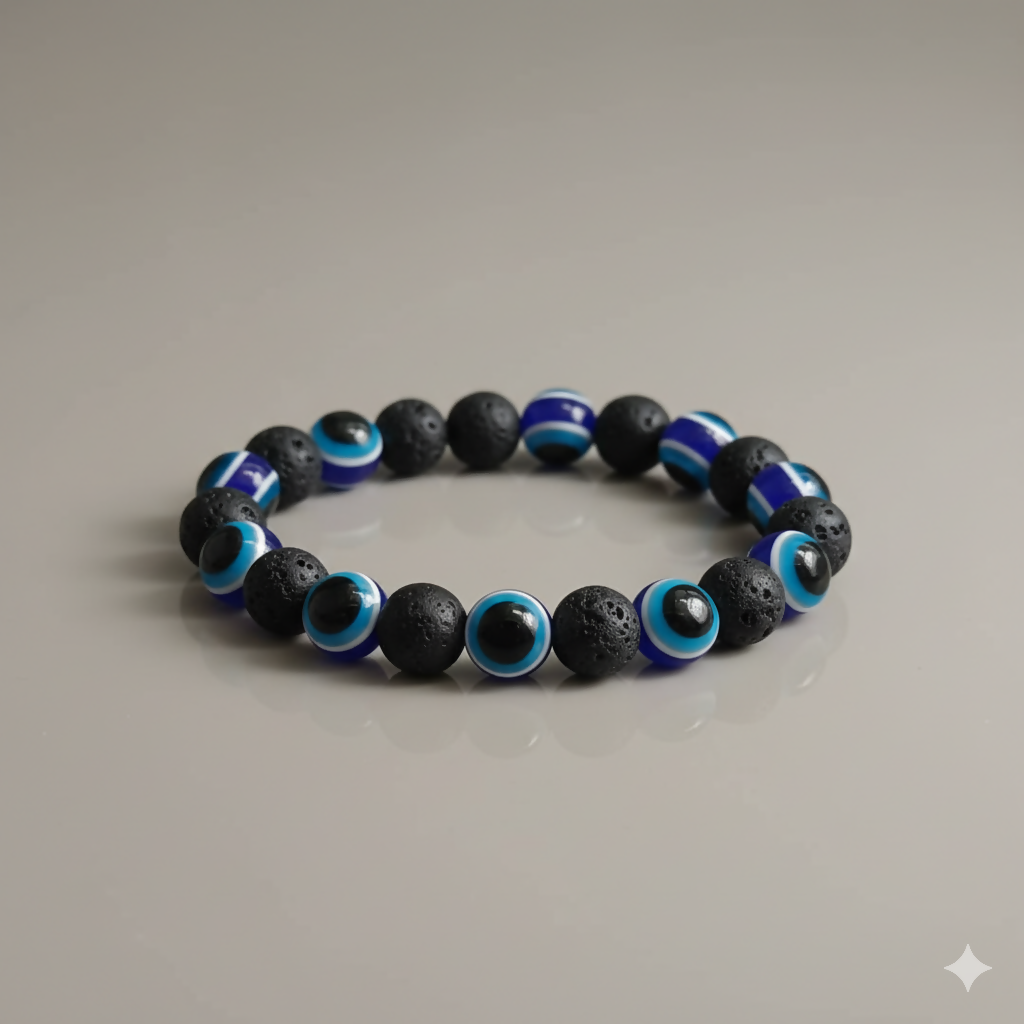 Black Evil Eye Glass Beads Bracelet