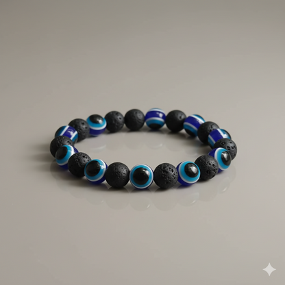 Black Evil Eye Glass Beads Bracelet