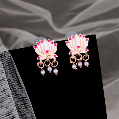 Elegant Gold-Toned Pearl & American Diamond Cluster Choker Set