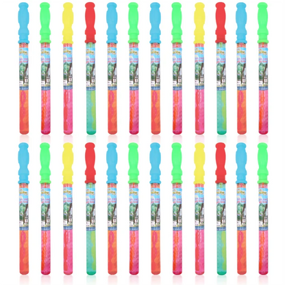 A set of 24 colorful bubble wands for kids' entertainment.