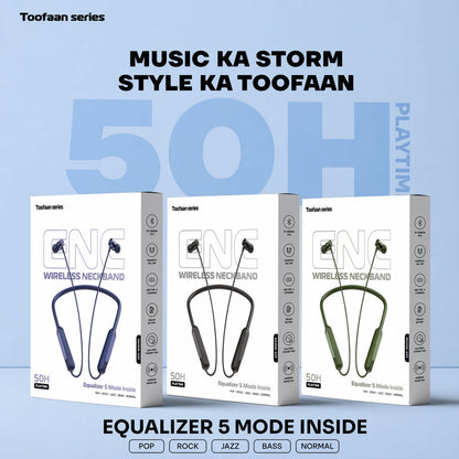 Toofaan Series Wireless Stereo Bass Neckband Earphones, Neck band (1 Pc)