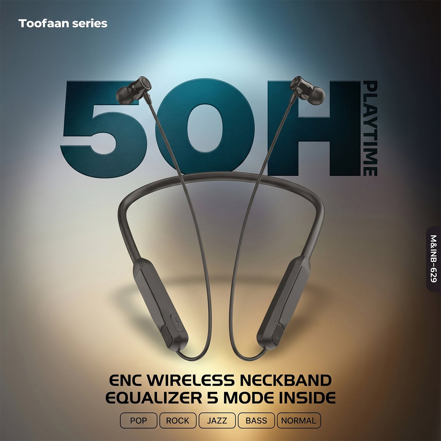 Toofaan Series Wireless Stereo Bass Neckband Earphones, Neck band (1 Pc)