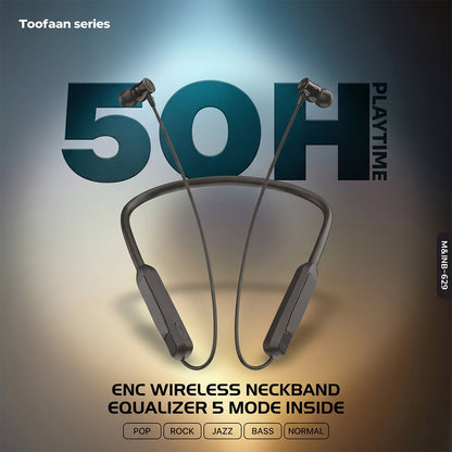 Toofaan Series Wireless Stereo Bass Neckband Earphones, Neck band (1 Pc)