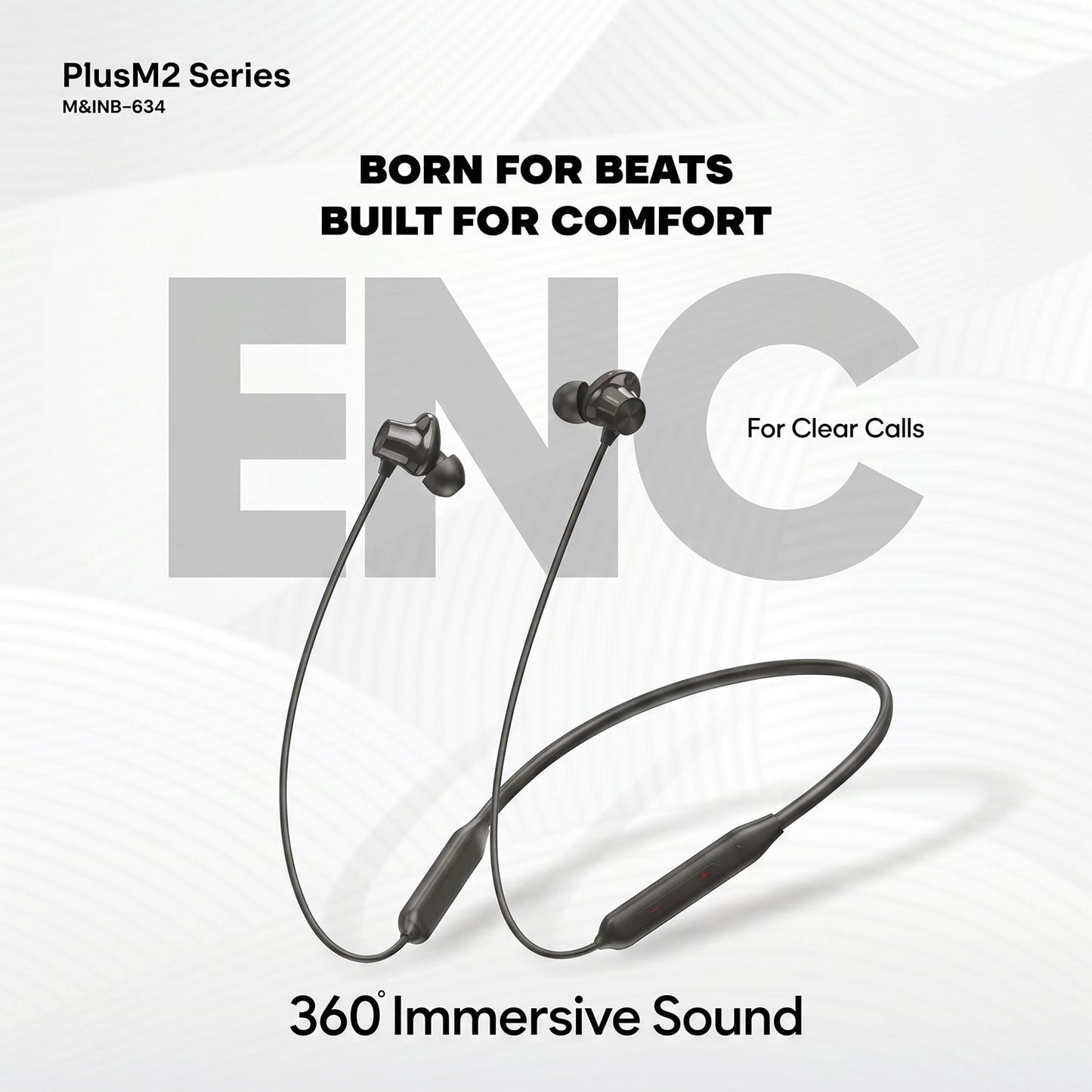 PlusM2 Series Wireless Bluetooth Neckband Earphones, Neck band (1 Pc)