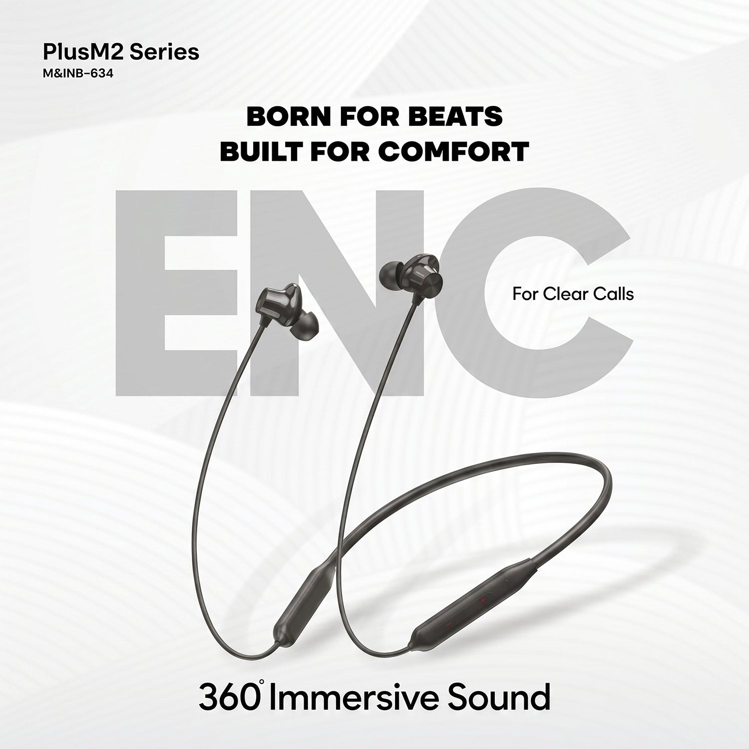 PlusM2 Series Wireless Bluetooth Neckband Earphones, Neck band (1 Pc)
