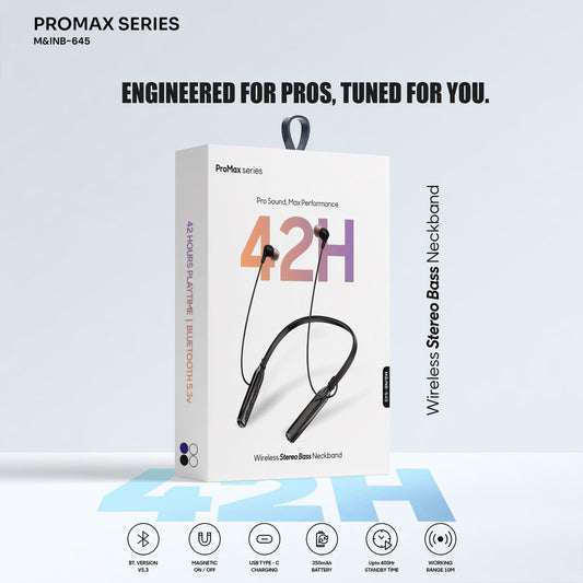 ProMax Series Wireless Stereo Bass Neckband Earphones, Neck band (1 Pc)