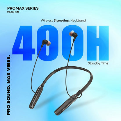 ProMax Series Wireless Stereo Bass Neckband Earphones, Neck band (1 Pc)