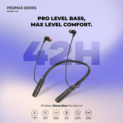 ProMax Series Wireless Stereo Bass Neckband Earphones, Neck band (1 Pc)