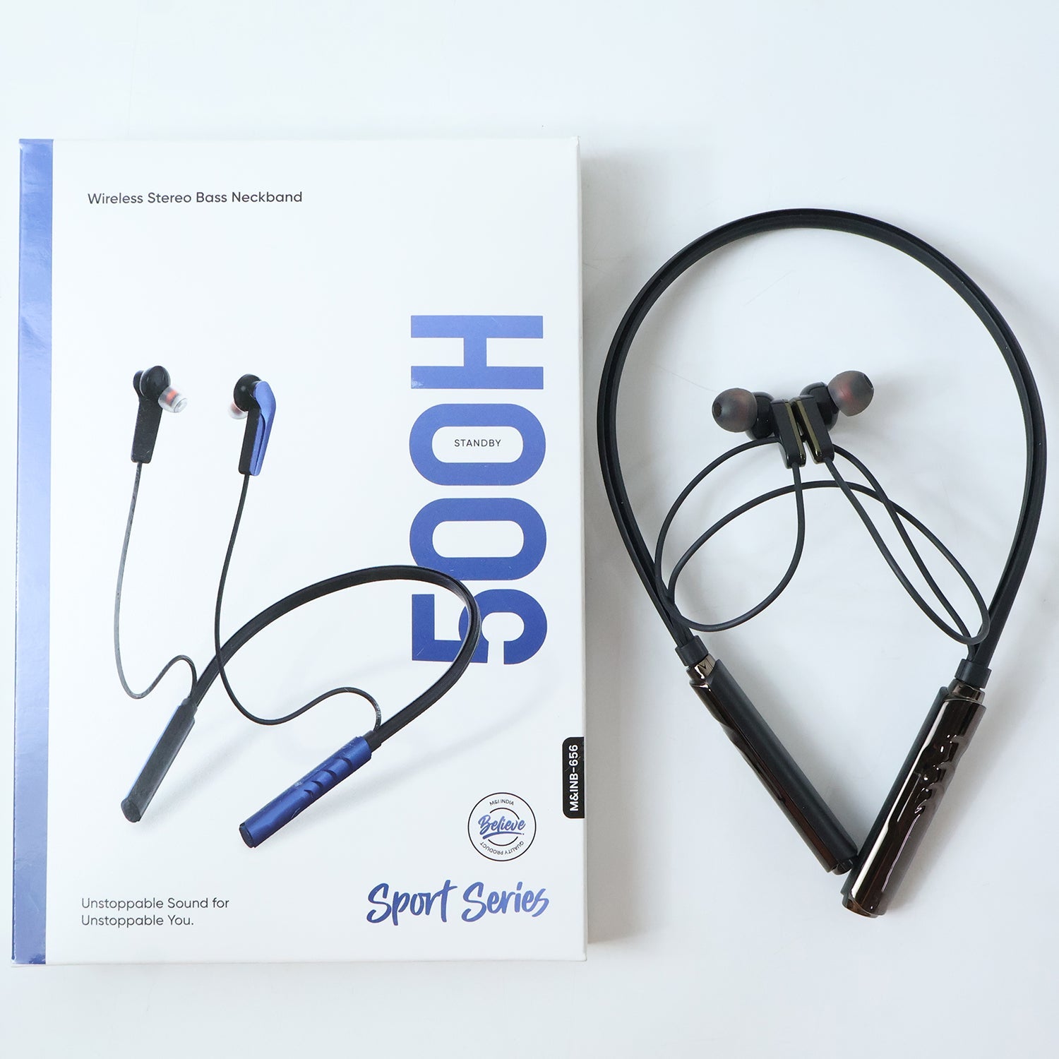 Model wearing Sport Series Wireless Bass Neckband Earphones