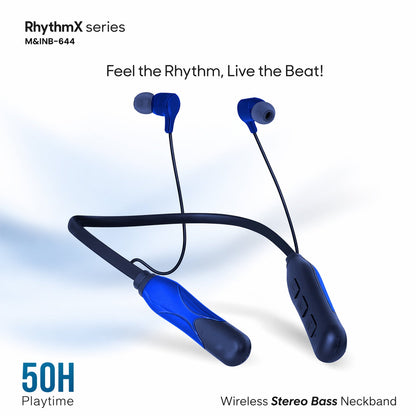 RhythmX Neckband Earphones magnetic earbuds closeup