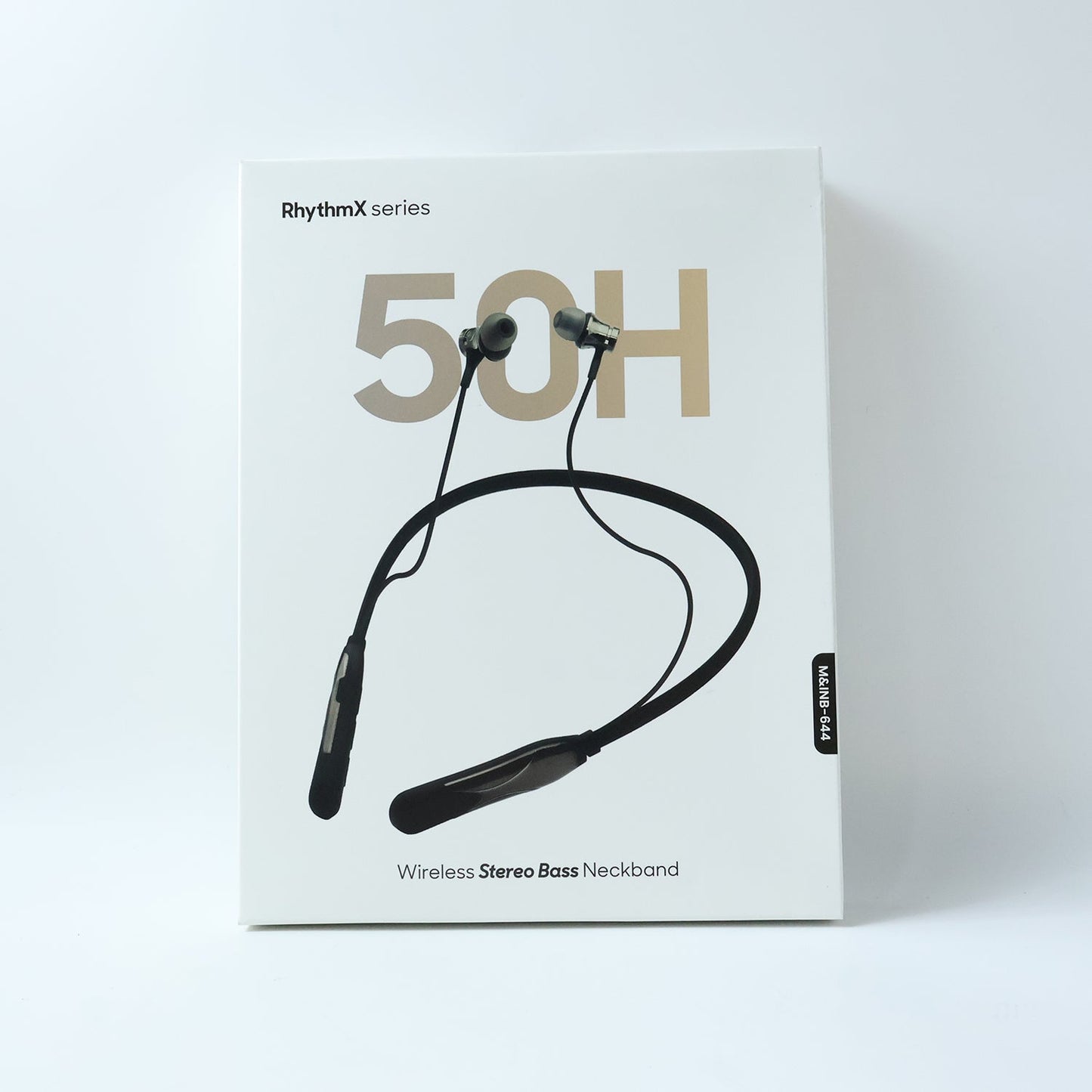 Person wearing RhythmX Wireless Neckband Earphones outdoors
