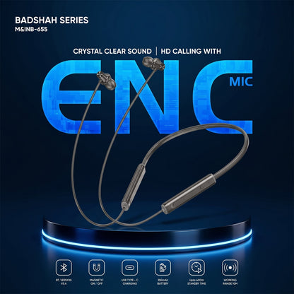 Badshah Series Wireless Stereo Bass Neckband Earphones, Neck band (1 Pc)