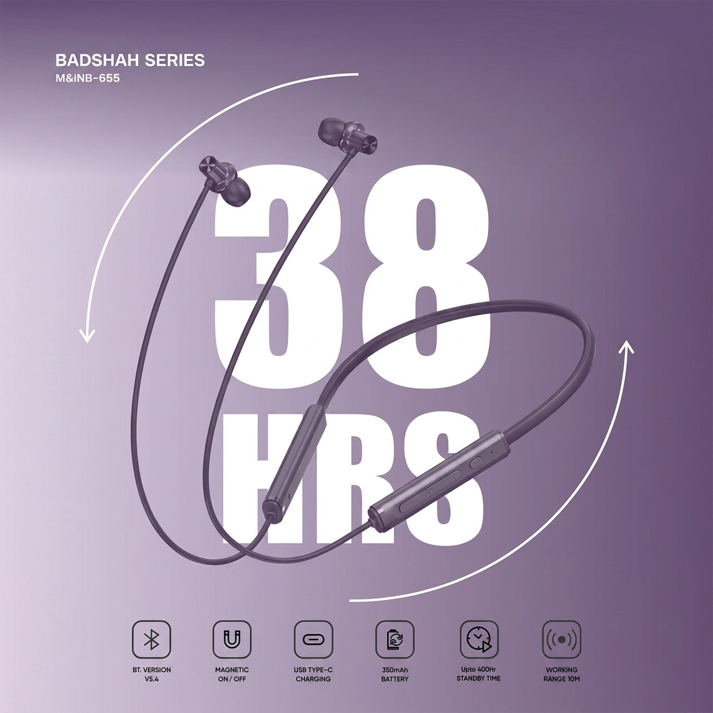Badshah Series Wireless Stereo Bass Neckband Earphones, Neck band (1 Pc)