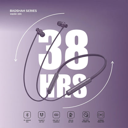 Badshah Series Wireless Stereo Bass Neckband Earphones, Neck band (1 Pc)