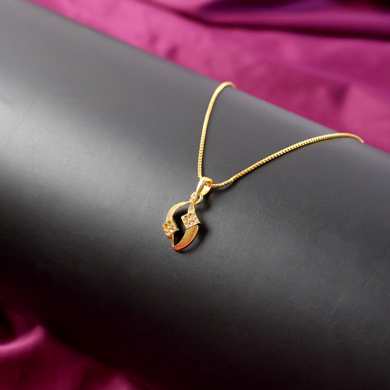 Modern Twist Pendant Necklace with Sparkling Stone Highlights