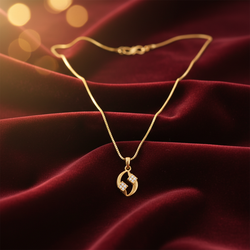 Modern Twist Pendant Necklace with Sparkling Stone Highlights