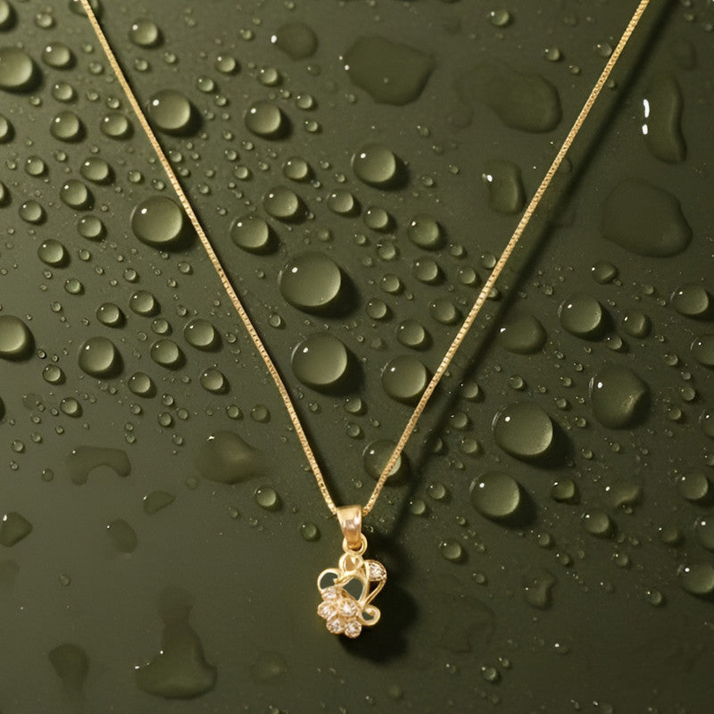 Delicate Floral Heart Pendant Necklace with Sparkling Crystal Details