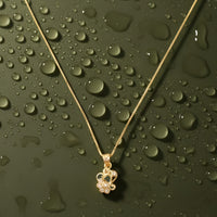 Delicate Floral Heart Pendant Necklace with Sparkling Crystal Details