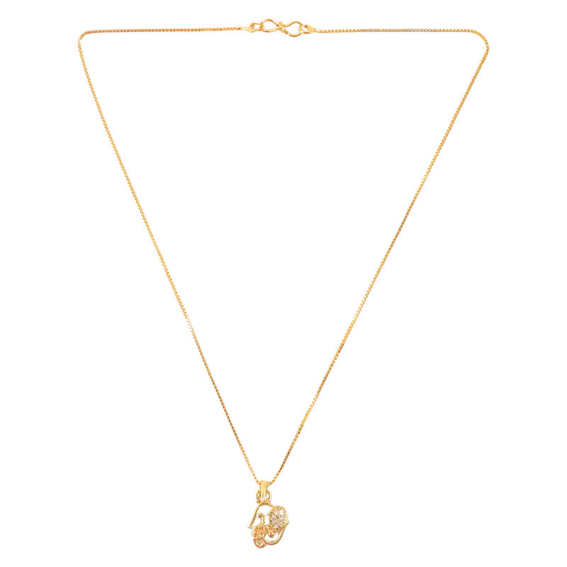 Floral Teardrop Charm Pendant Necklace with Crystal Detailing