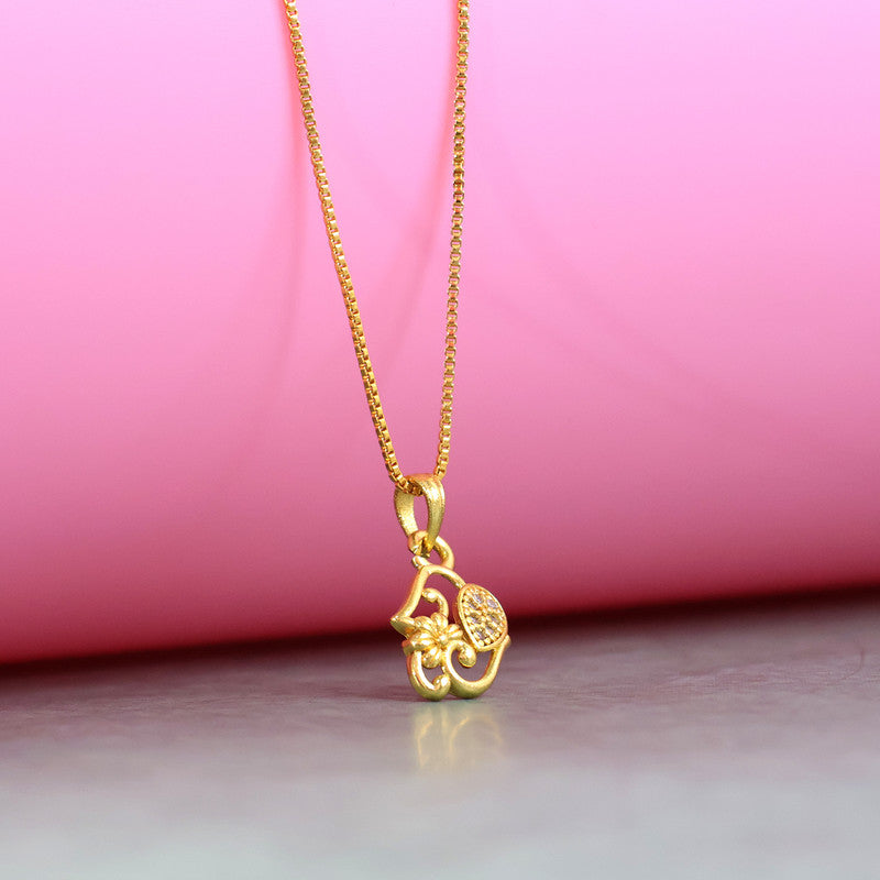 Floral Teardrop Charm Pendant Necklace with Crystal Detailing