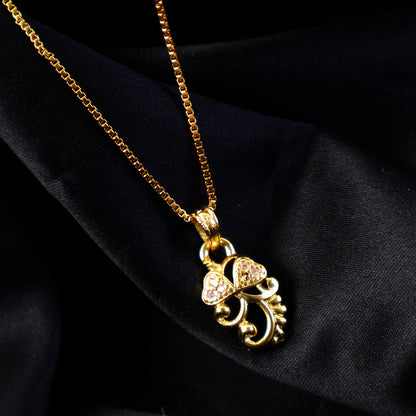 Elegant Crystal-Studded Leaf Swirl Pendant Necklace