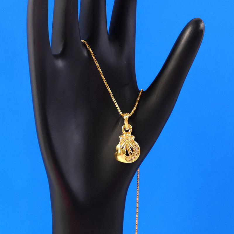 Artistic Crescent Drop Pendant Necklace with Crystal Highlights