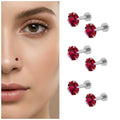 Red Crystal Labret Nosepin Studs – Pack of 6 Silver-Plated