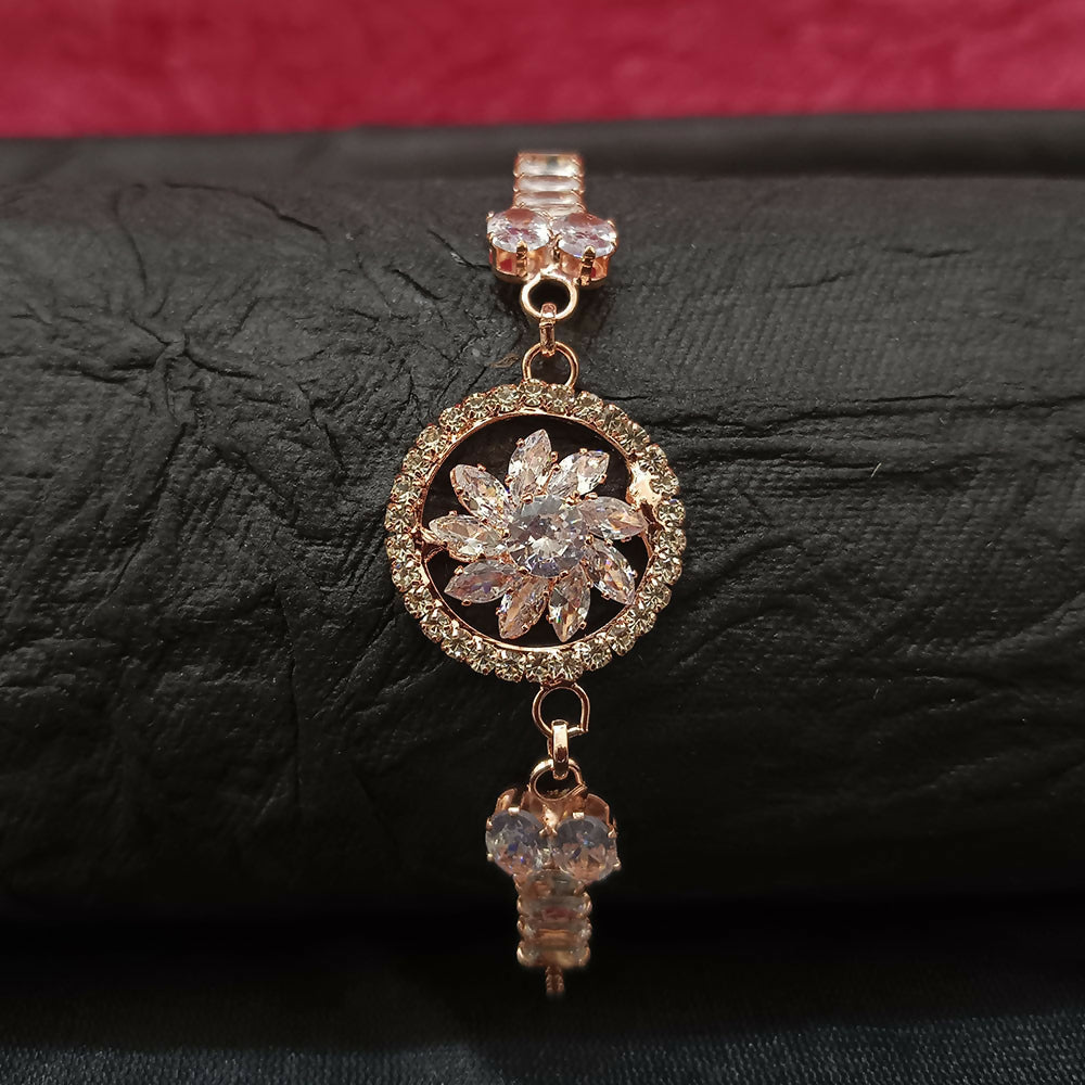 Sparkling AD Floral Design Bracelet For party wear