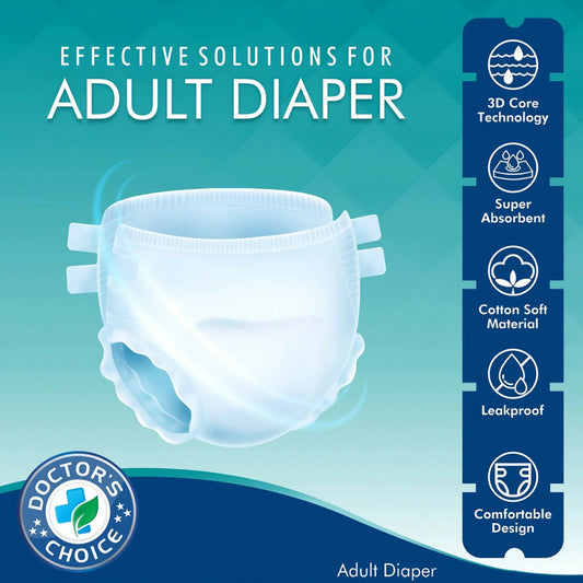 Adult Taped Diaper with Antibacterial Properties – Leakproof, Up to 10 Hours of Protection