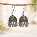 Traditional jhumka earrings – Elegant oxidized silver design