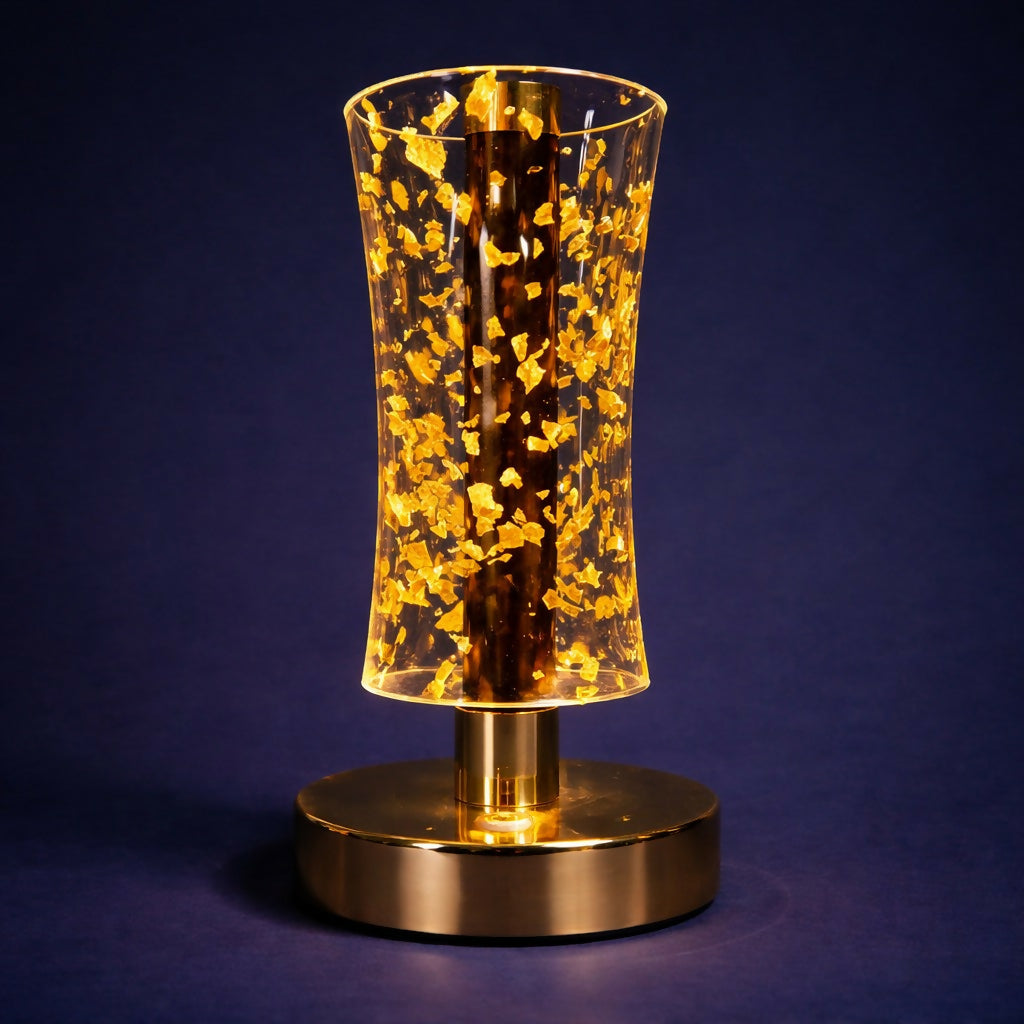 Crystal Glow LED Table Lamp with Elegant Gold Finish