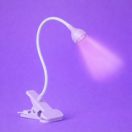 Purple Clip-On UV LED Lamp with Flexible Gooseneck