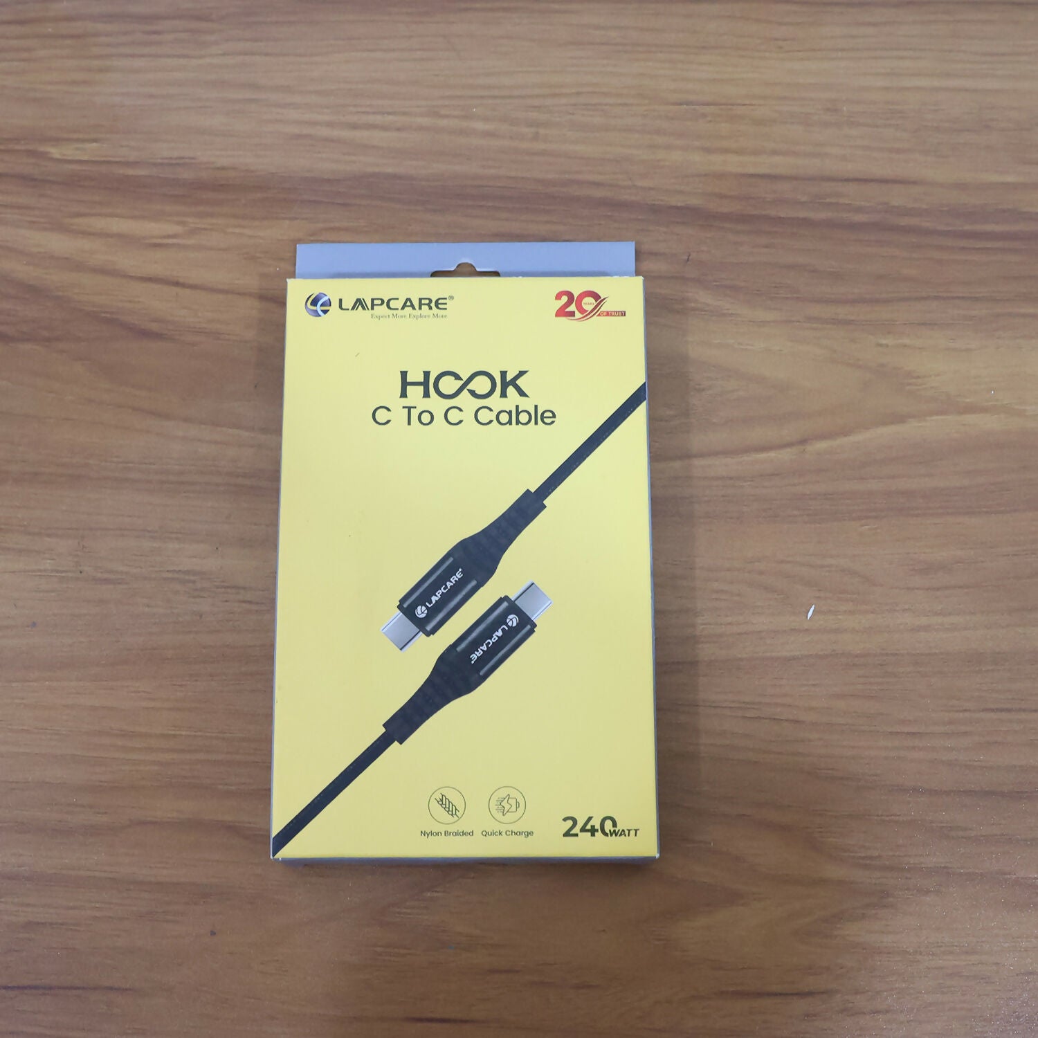 Lapcare Hook USB Type-C to Type-C Braided Fast Charging Cable with 240W Output