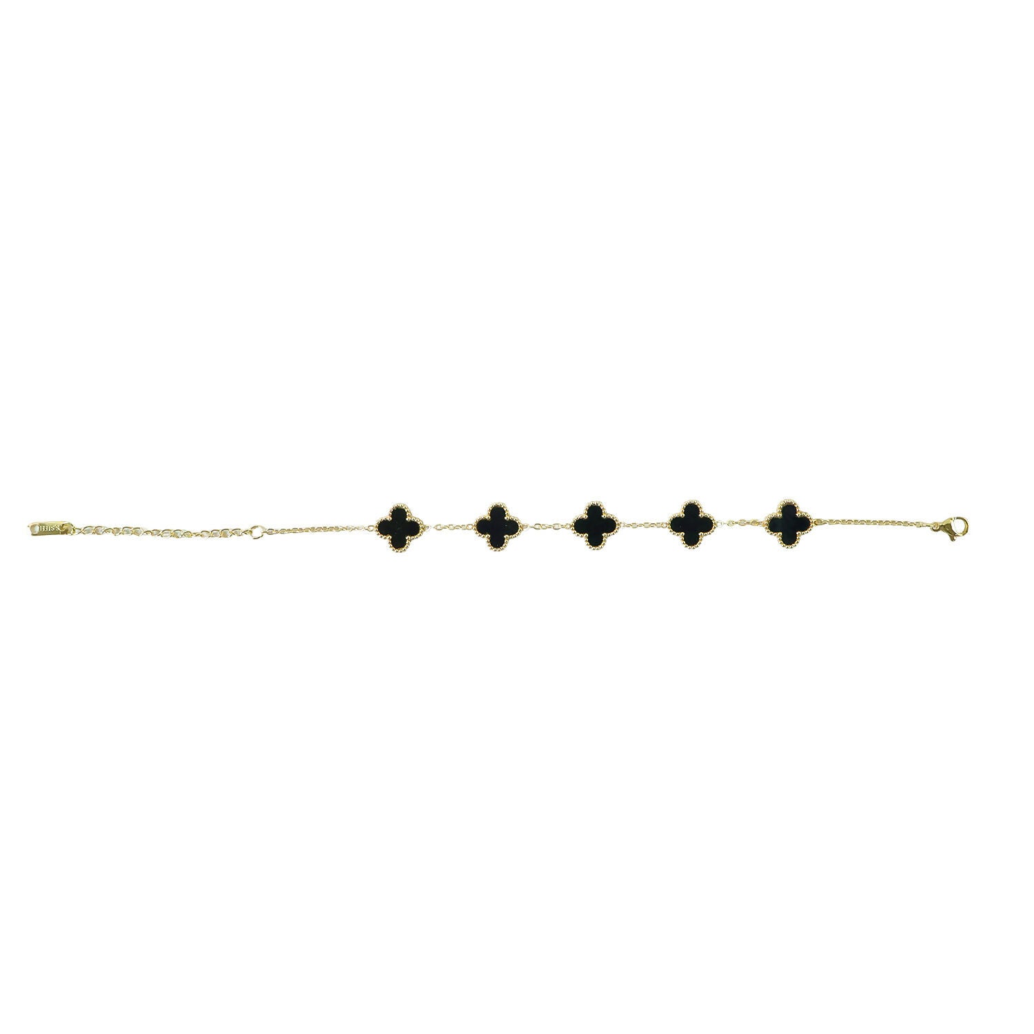 Gold Plated Black Clover Charm Bracelet for Women & Girls – Elegant Designer Chain Bracelet