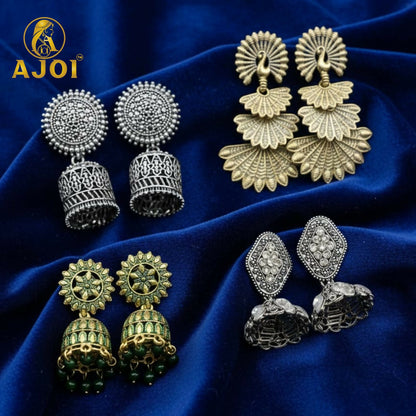 Crystal-studded statement drop earrings blending contemporary and ethnic styles