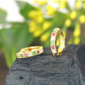 Gold Plated Bezel Huggie Hoop Earrings – Elegant Daily Wear