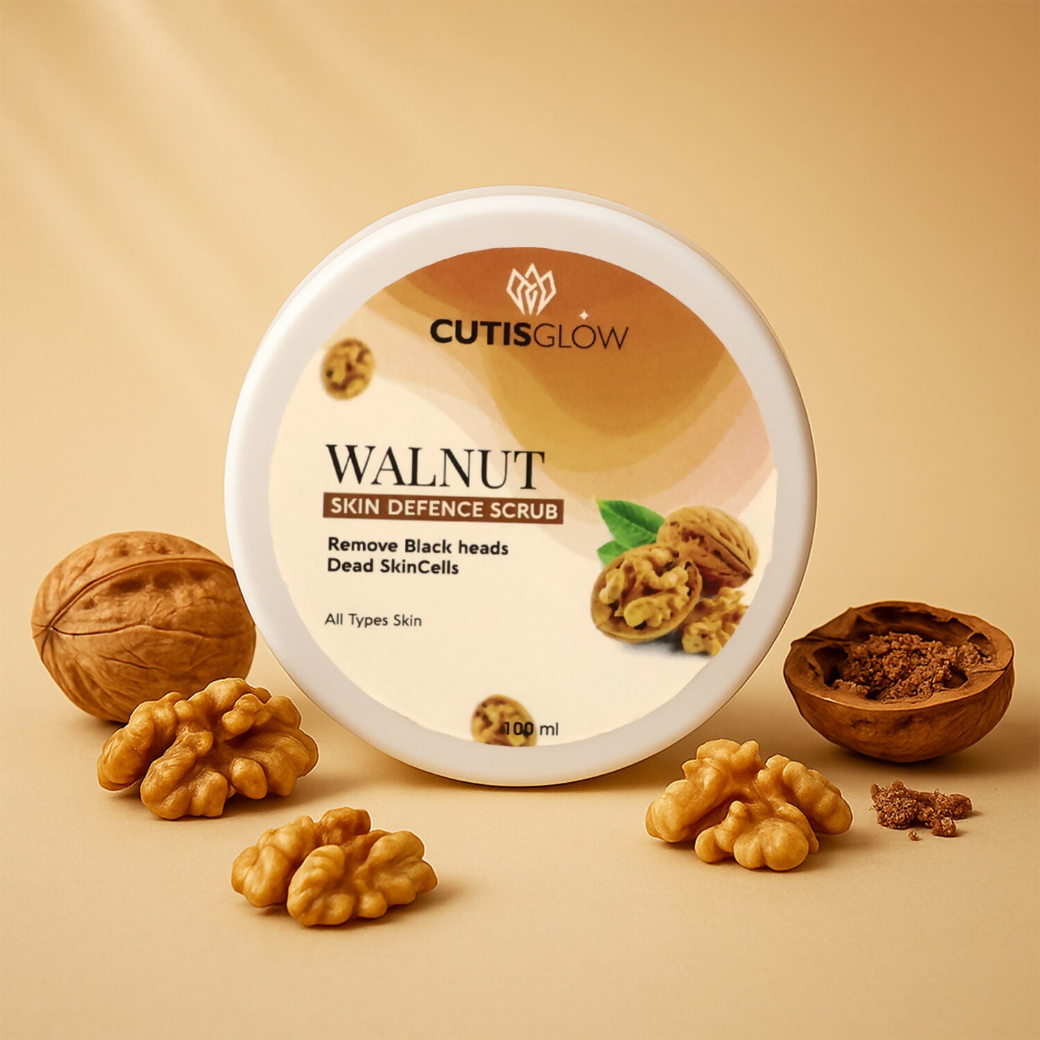 Eyelet Walnut Skin Defence Scrub – Exfoliating Face & Body Scrub for Blackhead Removal, Dead Skin Cell Cleansing & Smooth Radiant Skin (100ml)