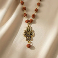 Rudraksha Mala with Mahakal Trishul Pendant Spiritual Necklace