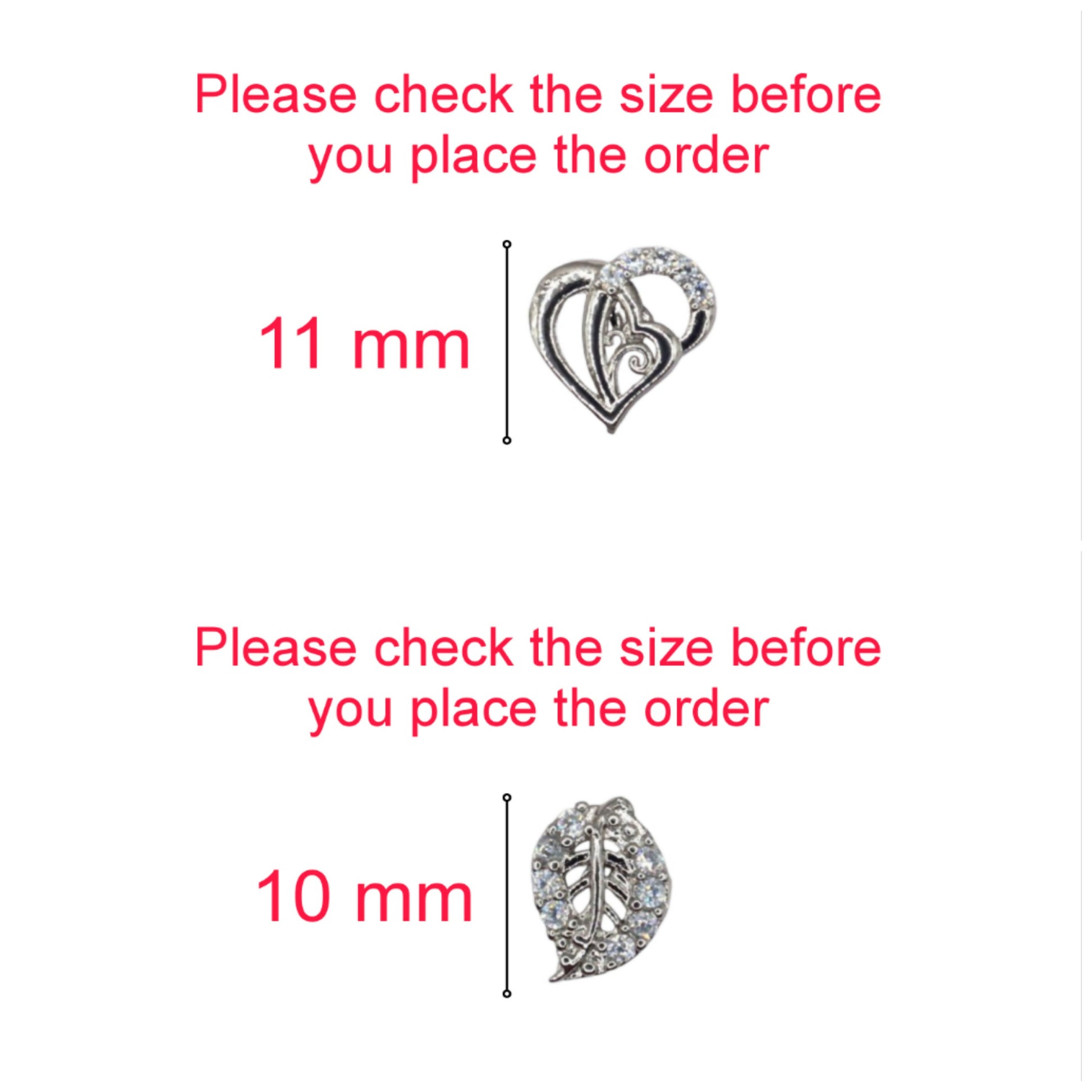 Display showing both heart and leaf silver-plated stud earrings set