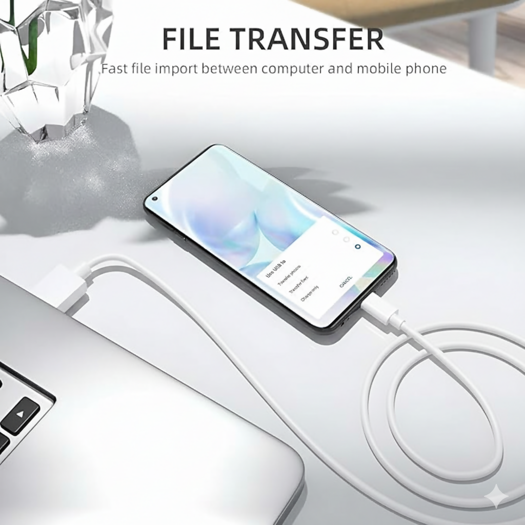 Uniteq FastLink USB A to Type C Cable white angled view