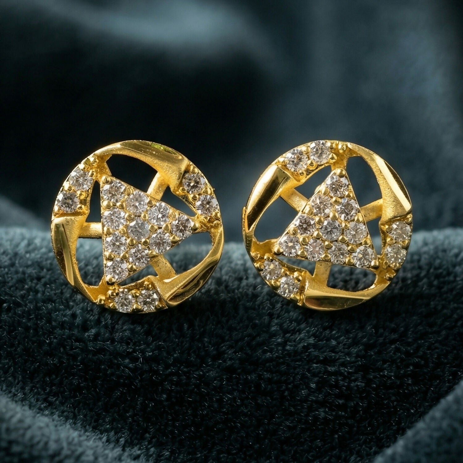 Beautiful gold bell shape earrings with sparkling stones for sophisticated style