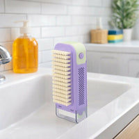 Purple Multipurpose Cleaning Brush with Soap Dispenser for Kitchen & Laundry