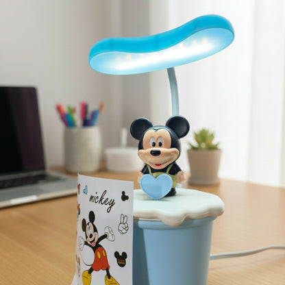Cute Cartoon Mouse LED Desk Lamp with Pen Holder for Kids Room & Study Table