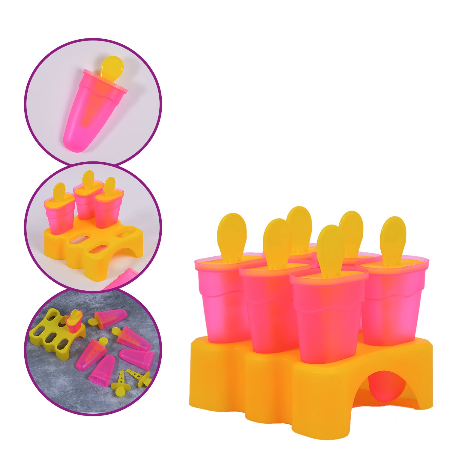 Kulfi Maker Moulds Set Plastic Homemade Kulfi Mould 6pcs Set For Freezer Use