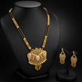 Royal Filigree Gold-Plated Floral Mangalsutra Necklace Set with Jhumka Earrings