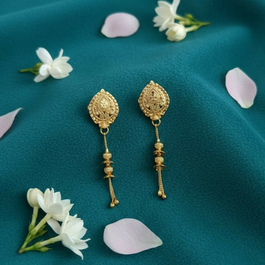 Long Chain Beads Golden Earrings for Women & Girls – Traditional Fancy Jewellery Gift